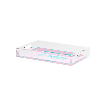 Canasta Clean and Dirty Pale Pink Blue 12.5x7.75 Acrylic Tray - nicolettemayer.com 