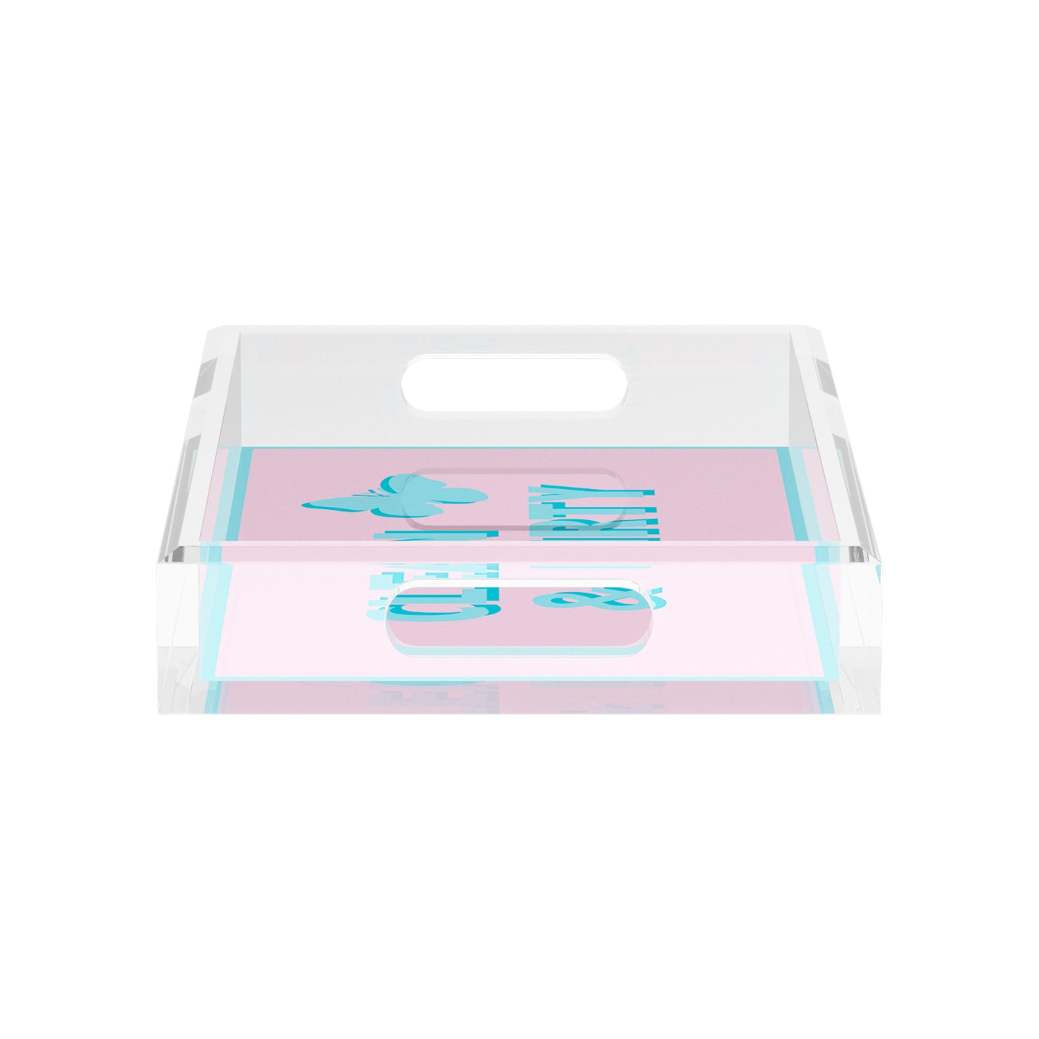 Canasta Clean and Dirty Pale Pink Blue 12.5x7.75 Acrylic Tray - nicolettemayer.com 