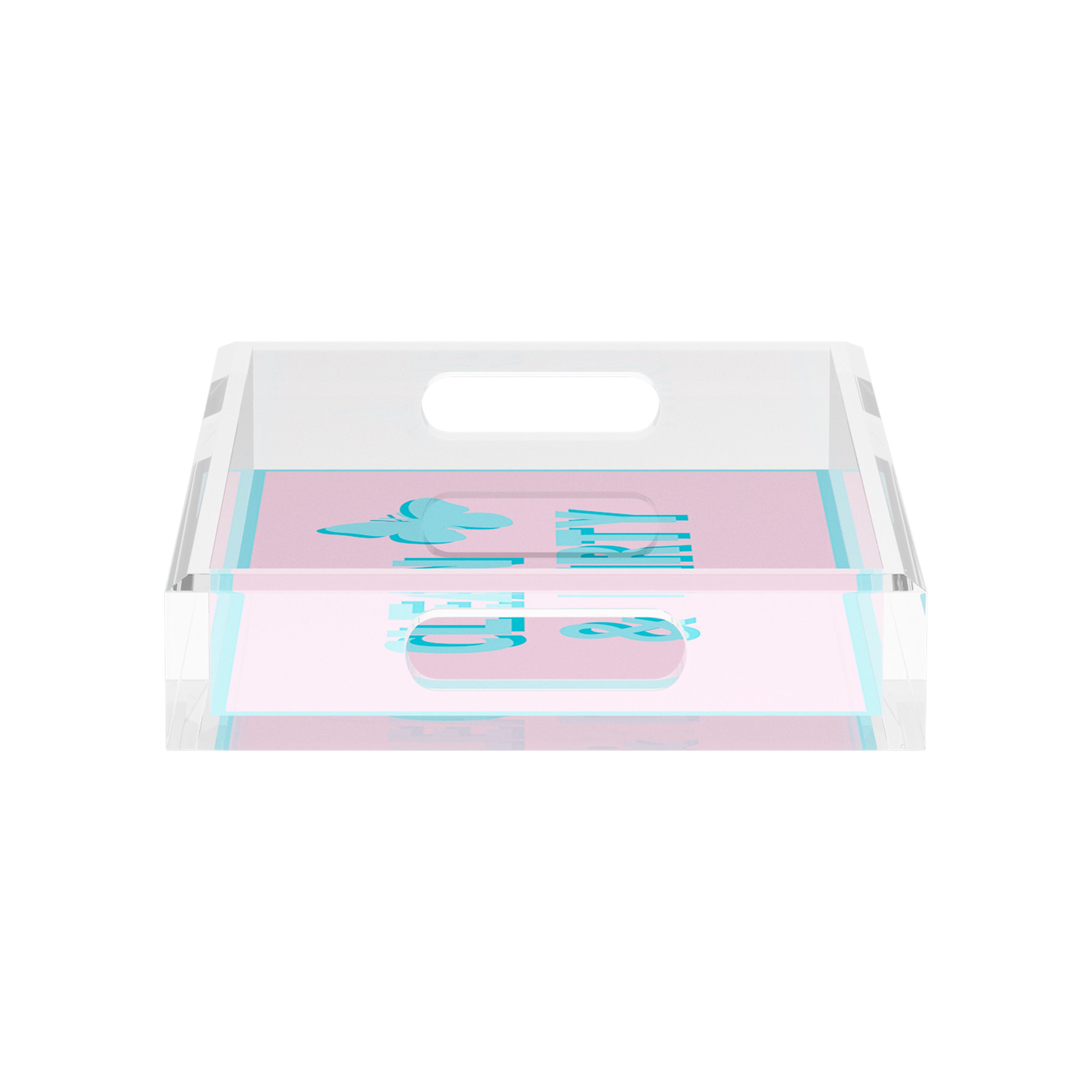 Canasta Clean and Dirty Pale Pink Blue 12.5x7.75 Acrylic Tray - nicolettemayer.com 