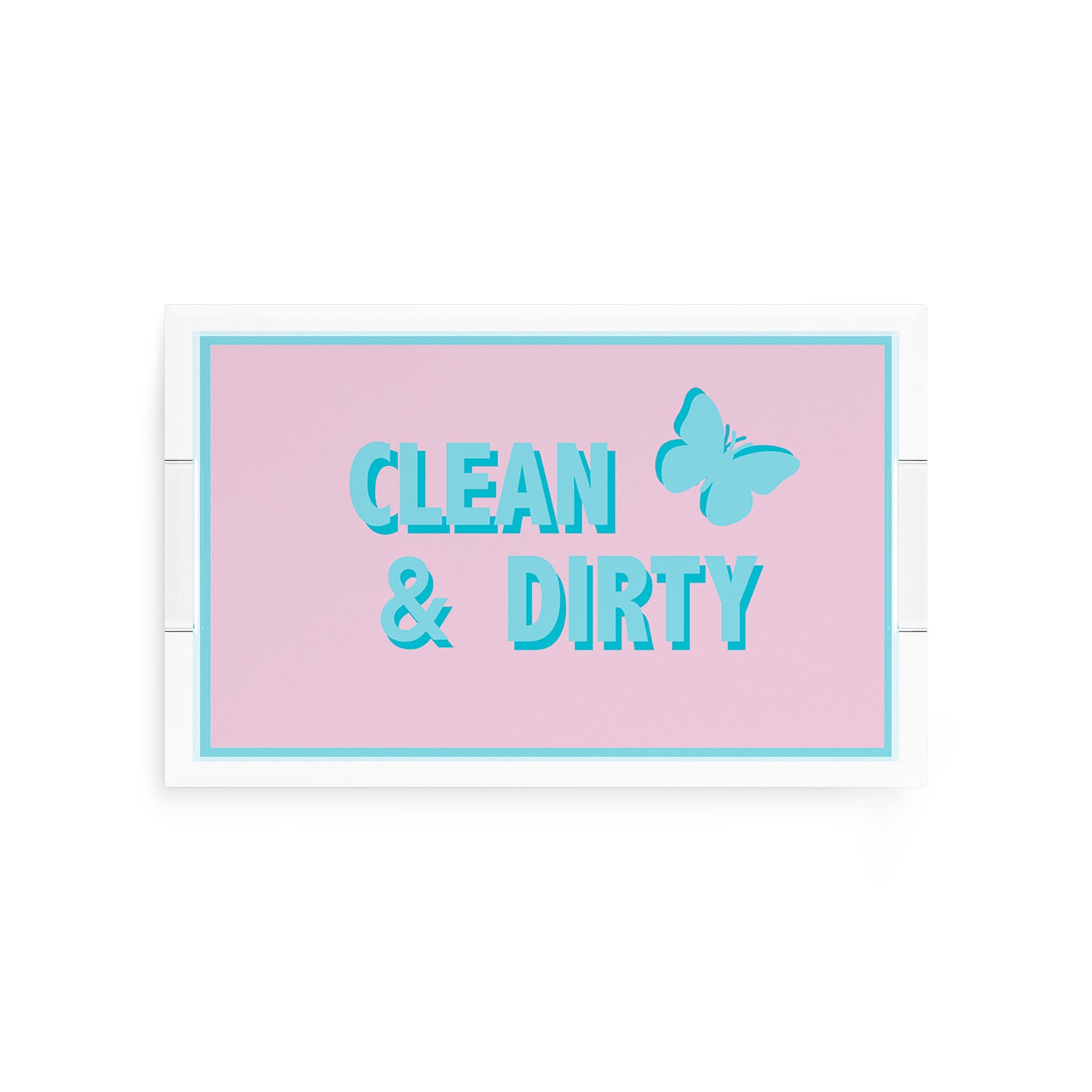 Canasta Clean and Dirty Pale Pink Blue 12.5x7.75 Acrylic Tray - nicolettemayer.com 