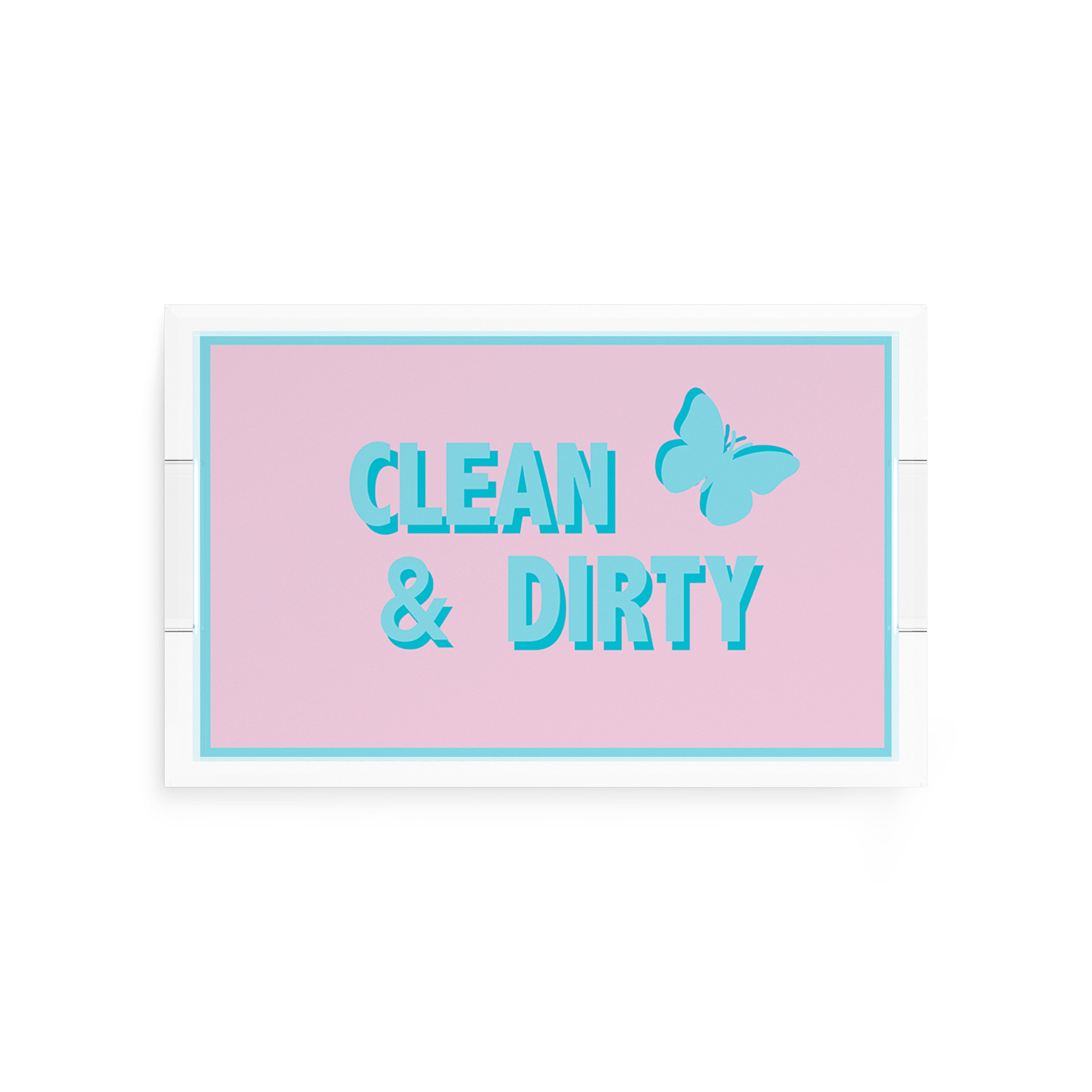 Canasta Clean and Dirty Pale Pink Blue 12.5x7.75 Acrylic Tray - nicolettemayer.com 