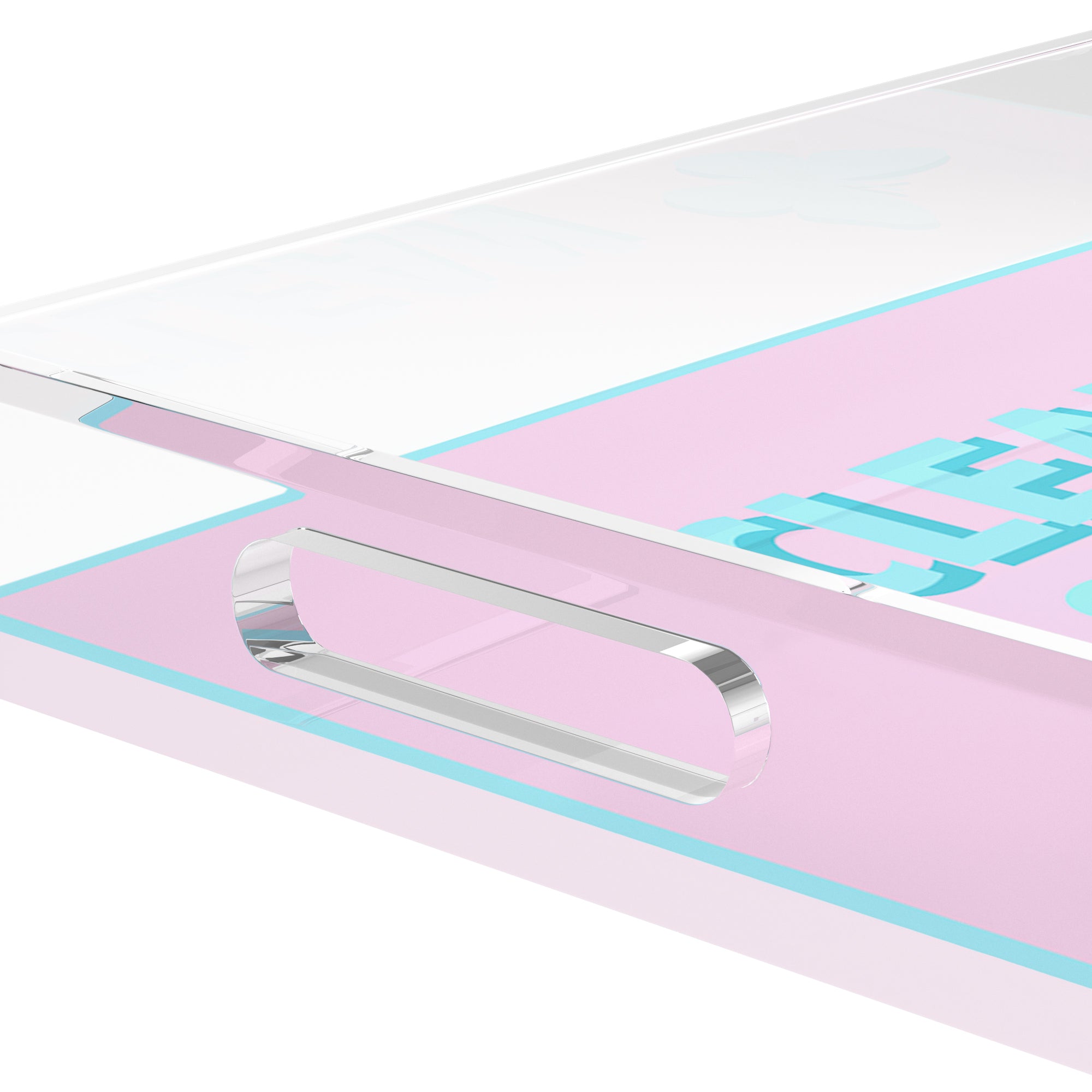 Canasta Clean and Dirty Pale Pink Blue 12.5x7.75 Acrylic Tray - nicolettemayer.com 
