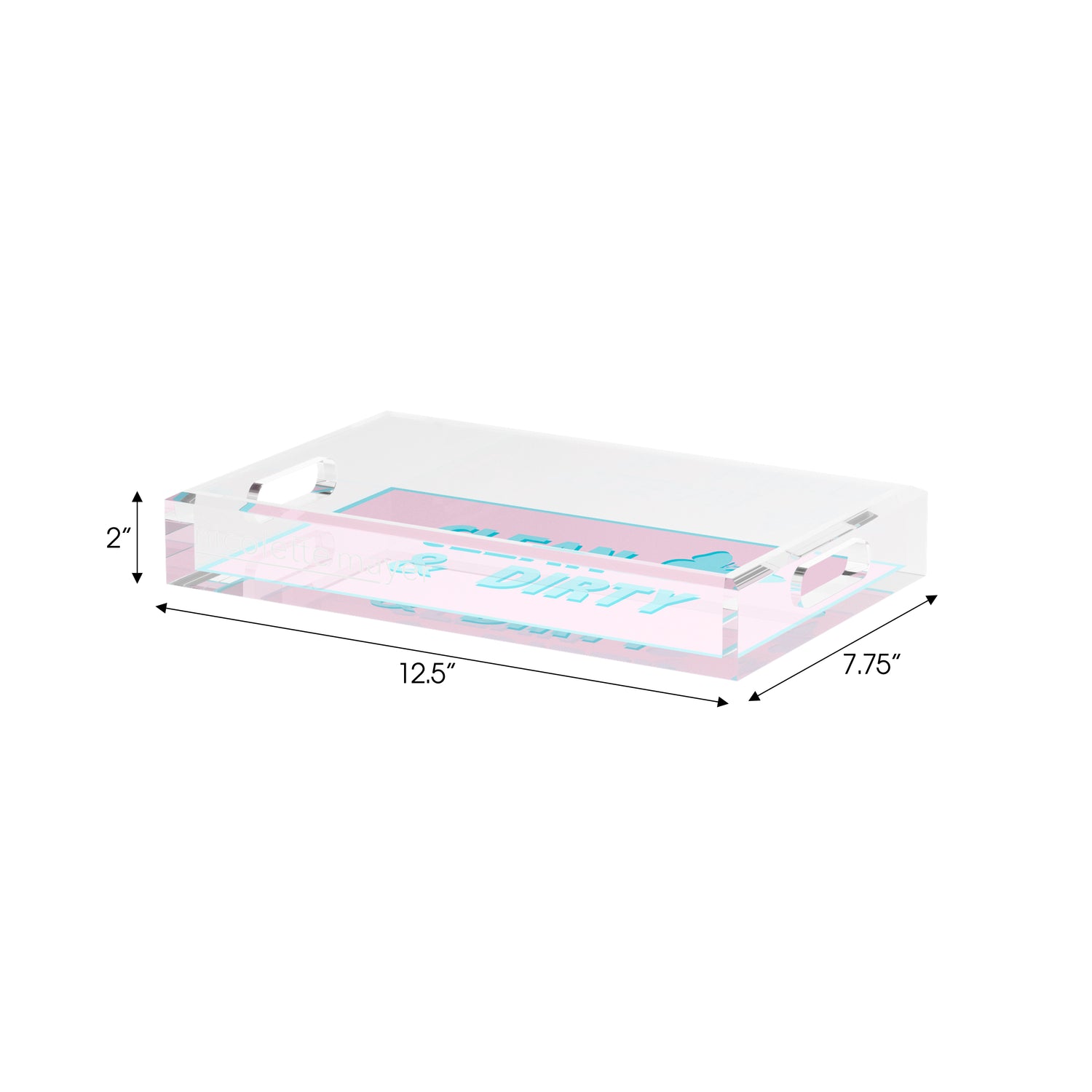 Canasta Clean and Dirty Pale Pink Blue Set of 3 Acrylic Tray - nicolettemayer.com 