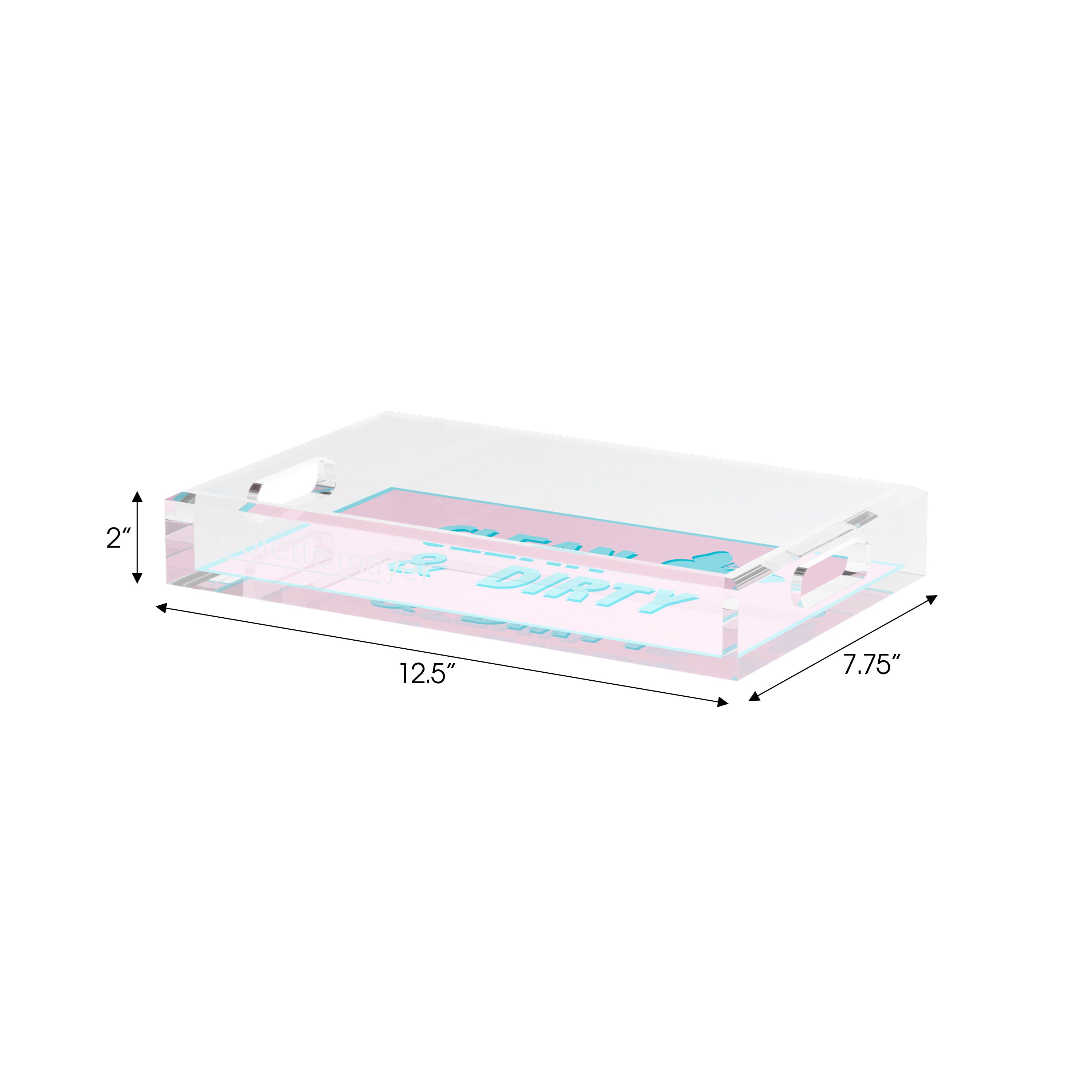 Canasta Clean and Dirty Pale Pink Blue Set of 3 Acrylic Tray - nicolettemayer.com 