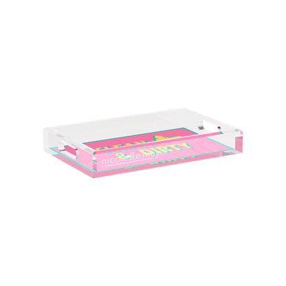 Canasta Clean and Dirty Pink Yellow 12.5x7.75 Acrylic Tray - nicolettemayer.com 