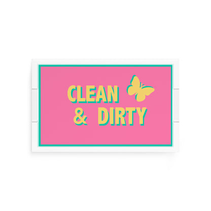 Canasta Clean and Dirty Pink Yellow 12.5x7.75 Acrylic Tray - nicolettemayer.com 
