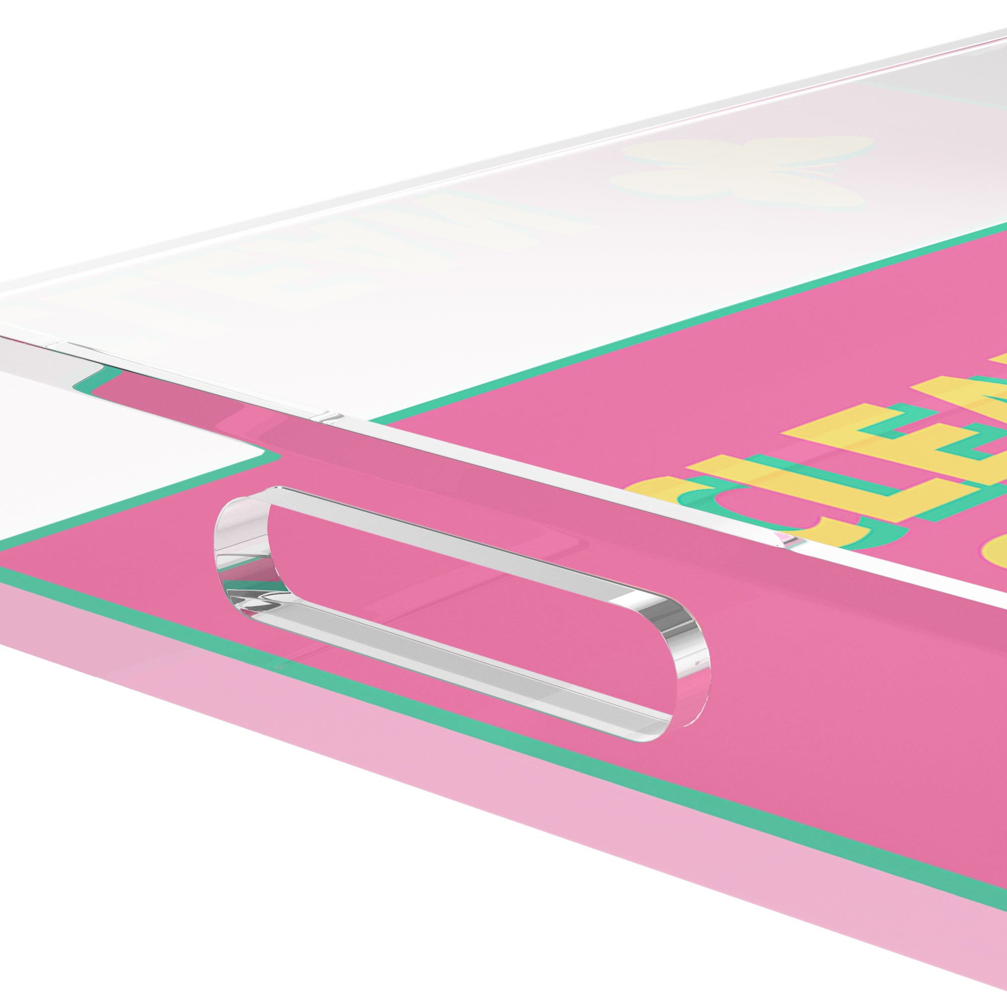 Canasta Clean and Dirty Pink Yellow 12.5x7.75 Acrylic Tray - nicolettemayer.com 
