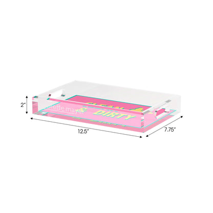 Canasta Clean and Dirty Pink Yellow Set of 3 Acrylic Tray - nicolettemayer.com 