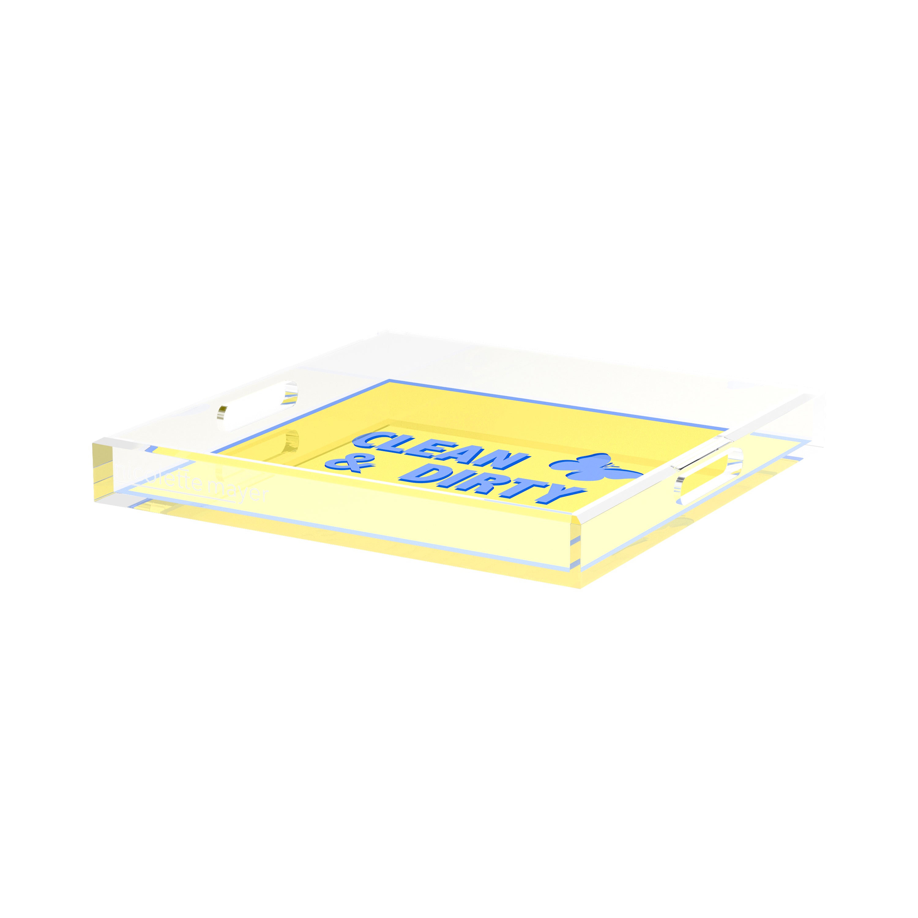 Canasta Clean and Dirty Blue Butter 15X15 Acrylic Tray - nicolettemayer.com 