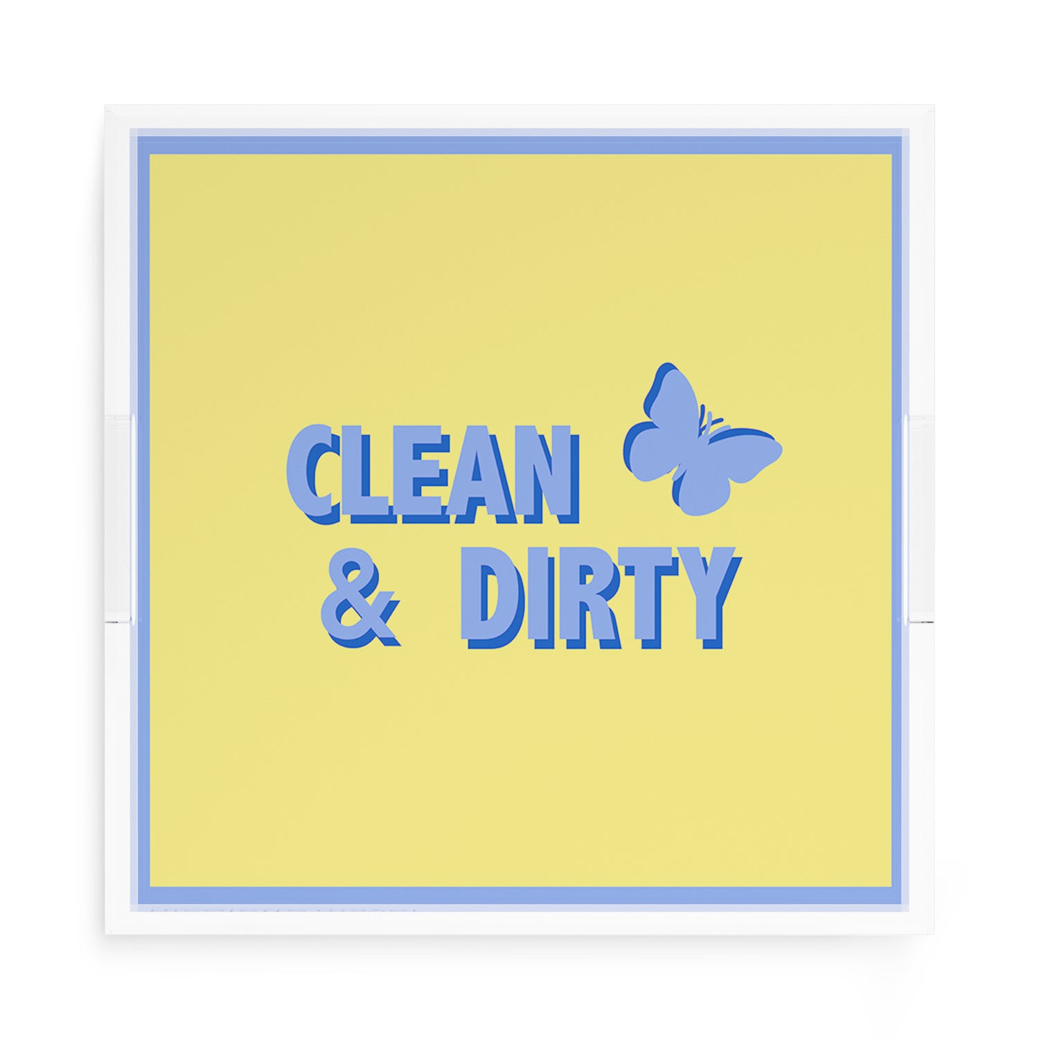 Canasta Clean and Dirty Blue Butter 15X15 Acrylic Tray - nicolettemayer.com 