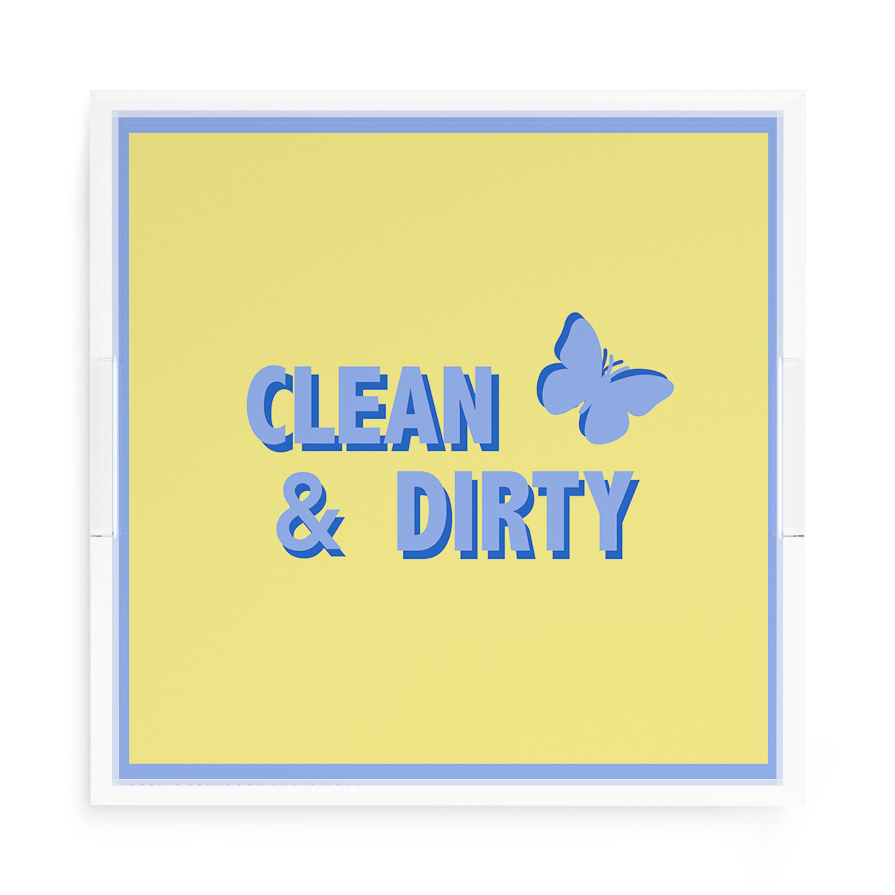 Canasta Clean and Dirty Blue Butter 15X15 Acrylic Tray - nicolettemayer.com 