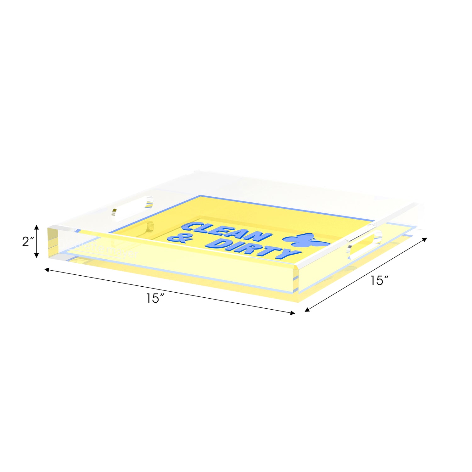 Canasta Clean and Dirty Blue Butter 15X15 Acrylic Tray - nicolettemayer.com 