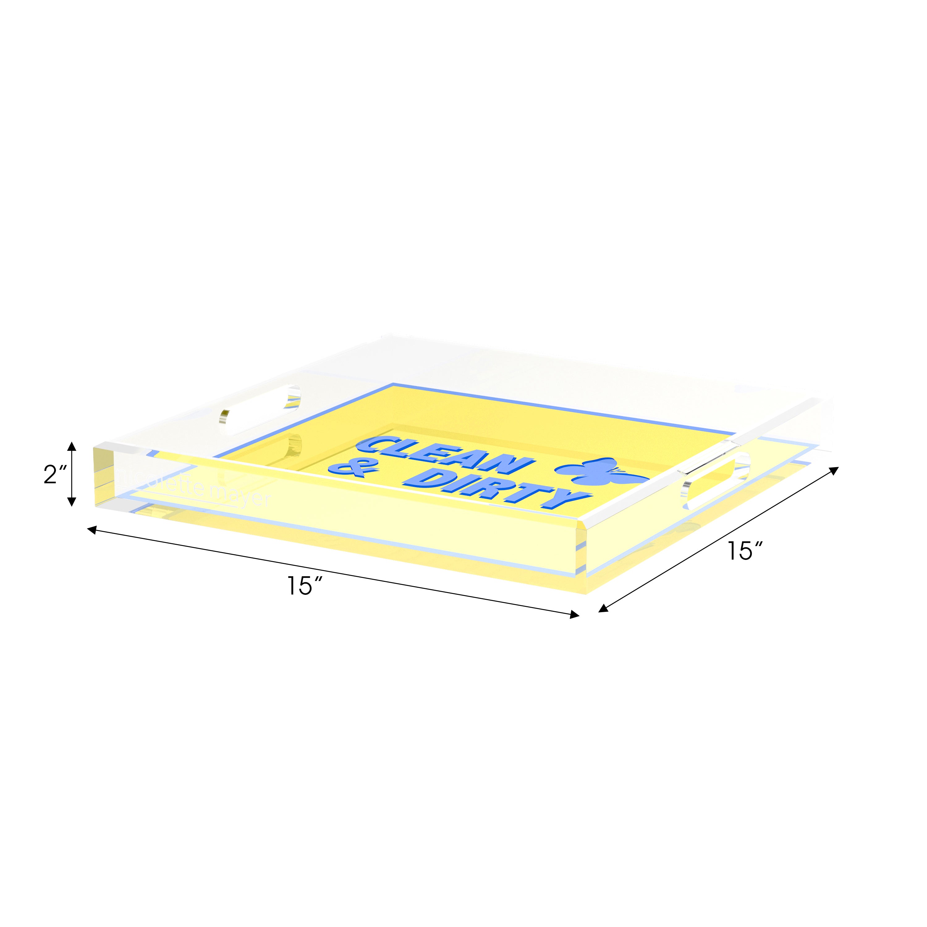 Canasta Clean and Dirty Blue Butter 15X15 Acrylic Tray - nicolettemayer.com 