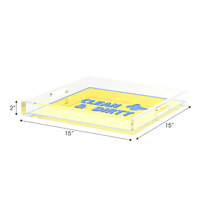 Canasta Clean and Dirty Blue Butter 15X15 Acrylic Tray - nicolettemayer.com 