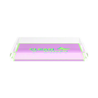 Canasta Clean and Dirty Lime Lilac 15X15 Acrylic Tray - nicolettemayer.com 