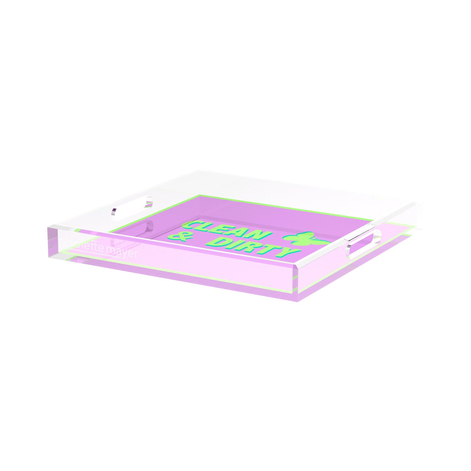 Canasta Clean and Dirty Lime Lilac 15X15 Acrylic Tray - nicolettemayer.com 