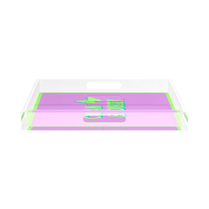 Canasta Clean and Dirty Lime Lilac 15X15 Acrylic Tray - nicolettemayer.com 