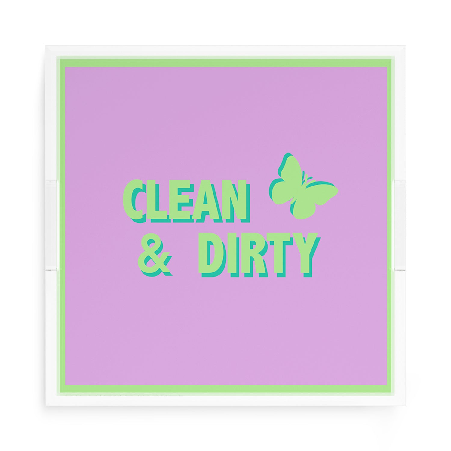Canasta Clean and Dirty Lime Lilac 15X15 Acrylic Tray - nicolettemayer.com 