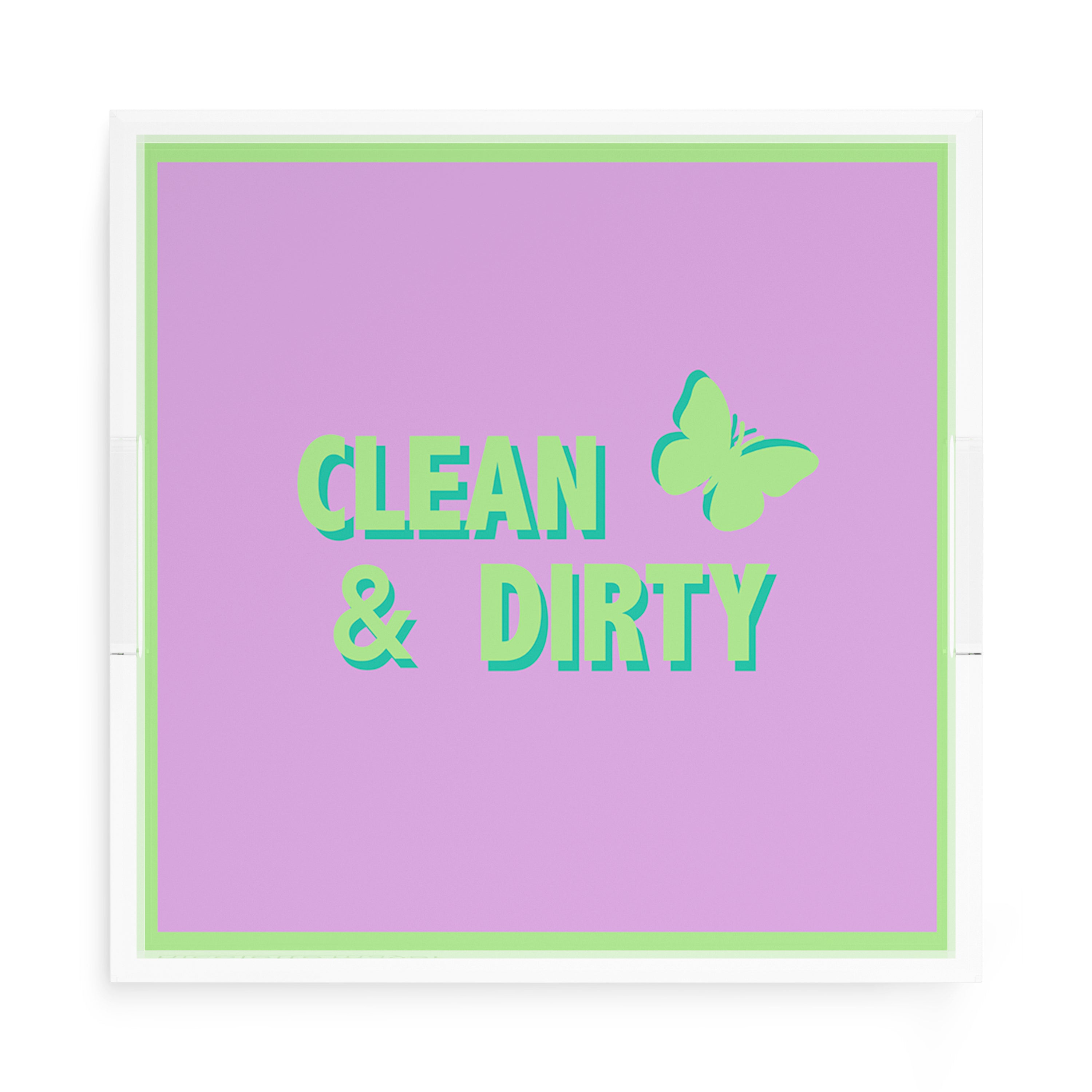 Canasta Clean and Dirty Lime Lilac 15X15 Acrylic Tray - nicolettemayer.com 