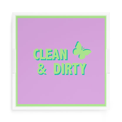 Canasta Clean and Dirty Lime Lilac 15X15 Acrylic Tray - nicolettemayer.com 