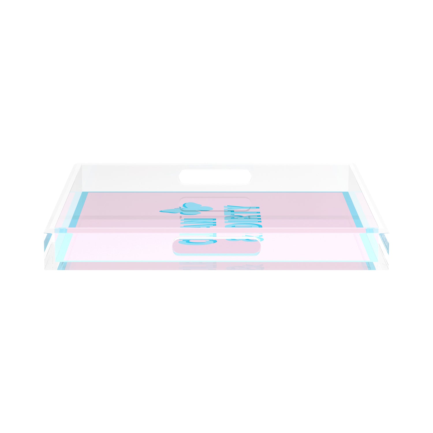 Canasta Clean and Dirty Pale Pink Blue 15X15 Acrylic Tray - nicolettemayer.com 