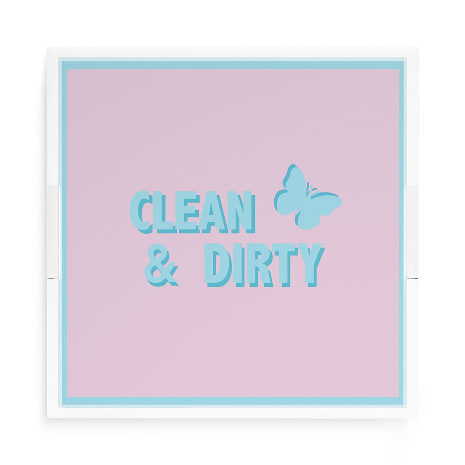 Canasta Clean and Dirty Pale Pink Blue 15X15 Acrylic Tray - nicolettemayer.com 