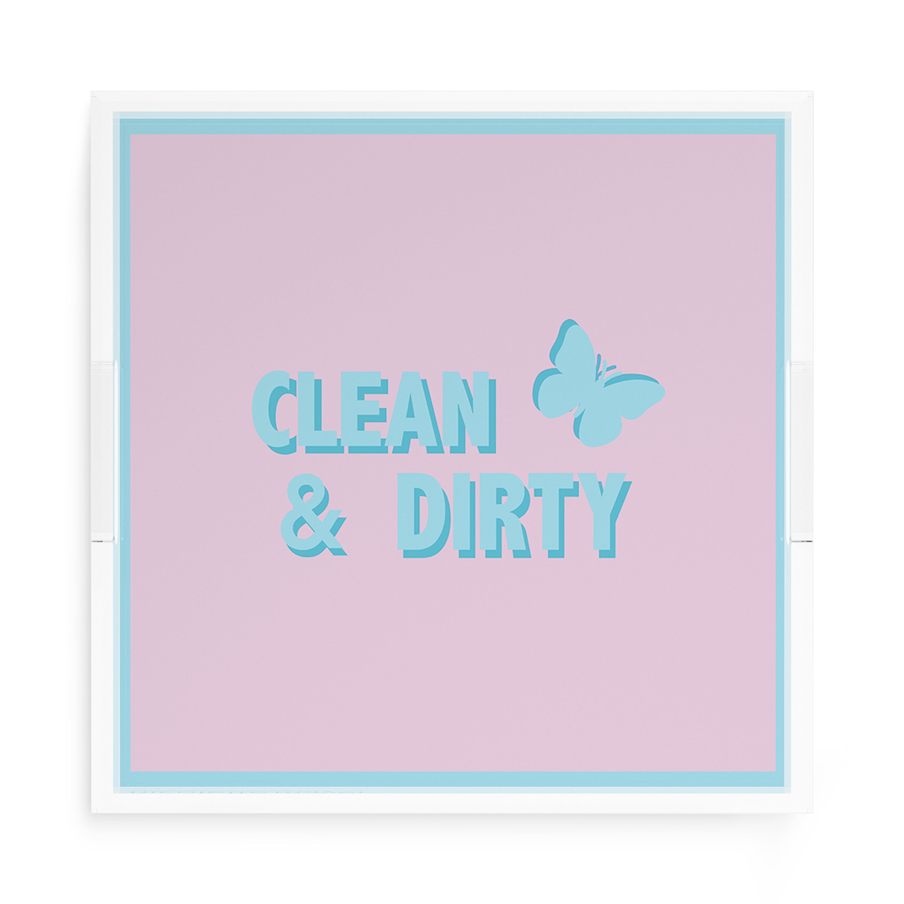 Canasta Clean and Dirty Pale Pink Blue 15X15 Acrylic Tray - nicolettemayer.com 