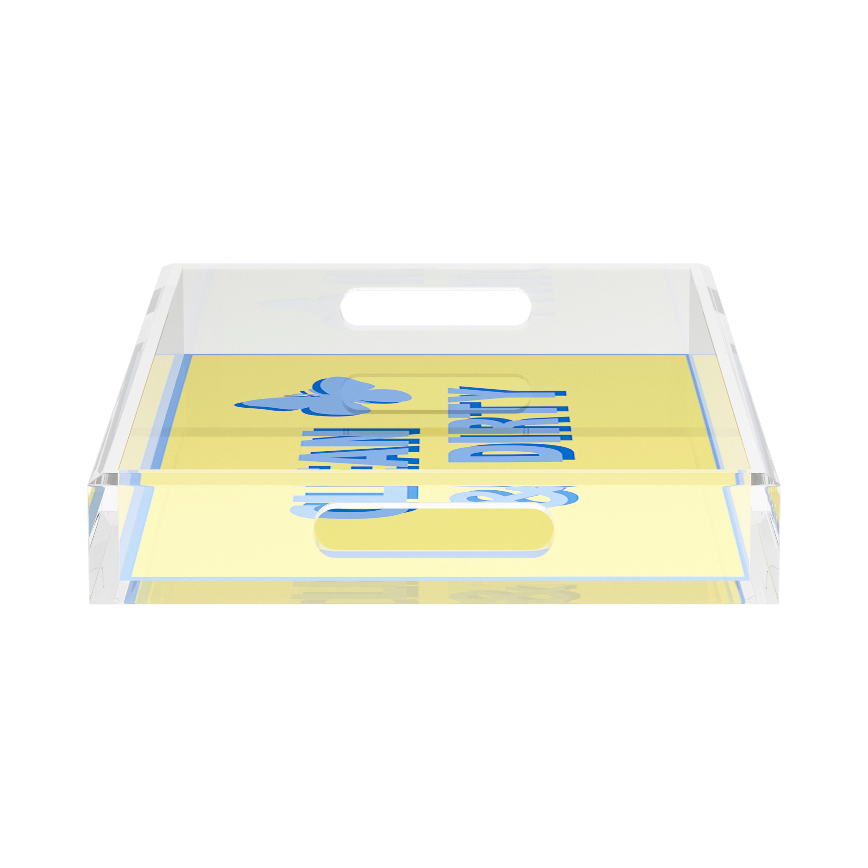 Canasta Clean and Dirty Blue Butter 17X10.5 Acrylic Tray - nicolettemayer.com 