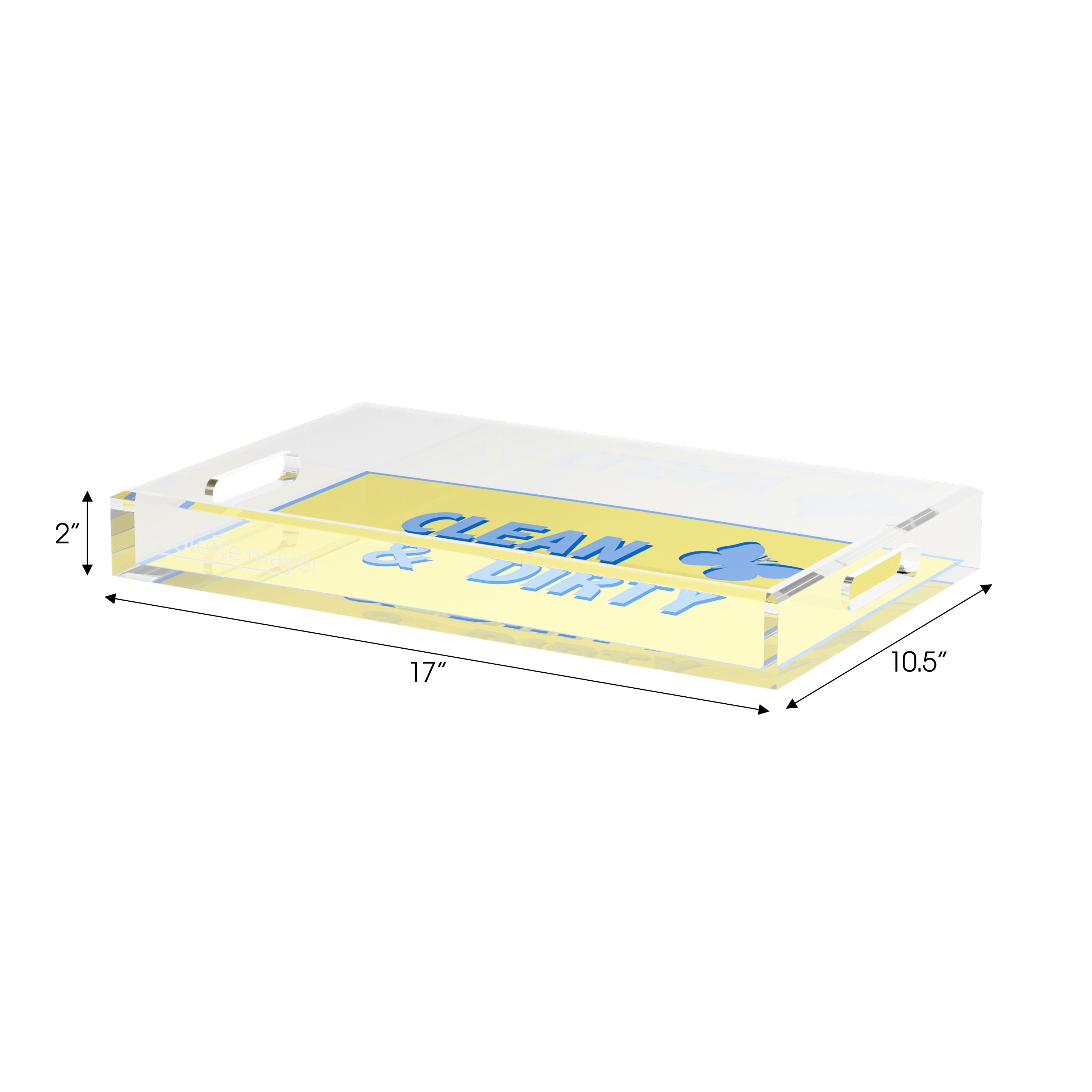 Canasta Clean and Dirty Blue Butter Set of 3 Acrylic Tray - nicolettemayer.com 