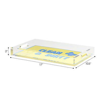 Canasta Clean and Dirty Blue Butter Set of 3 Acrylic Tray - nicolettemayer.com 