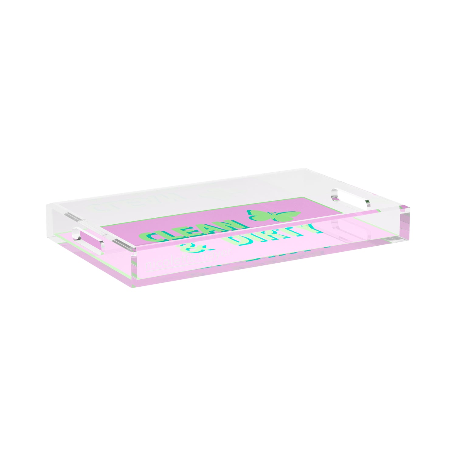 Canasta Clean and Dirty Lime Lilac 17X10.5 Acrylic Tray - nicolettemayer.com 