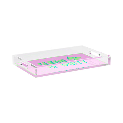 Canasta Clean and Dirty Lime Lilac 17X10.5 Acrylic Tray - nicolettemayer.com 