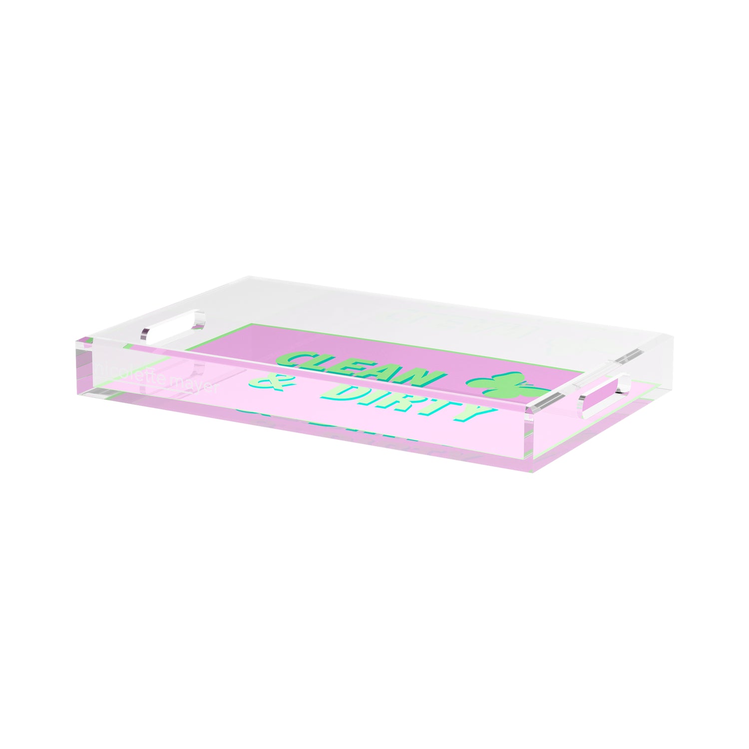 Canasta Clean and Dirty Lime Lilac 17X10.5 Acrylic Tray - nicolettemayer.com 