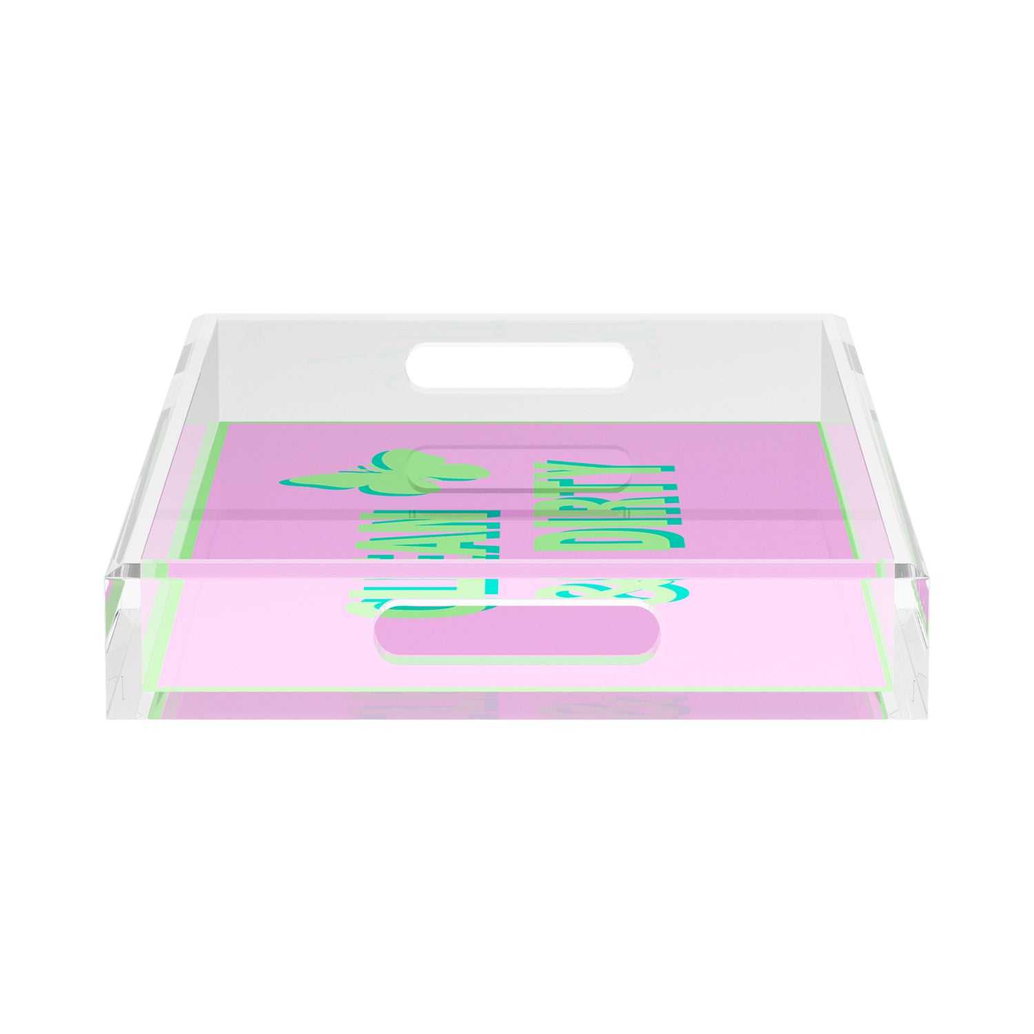 Canasta Clean and Dirty Lime Lilac 17X10.5 Acrylic Tray - nicolettemayer.com 