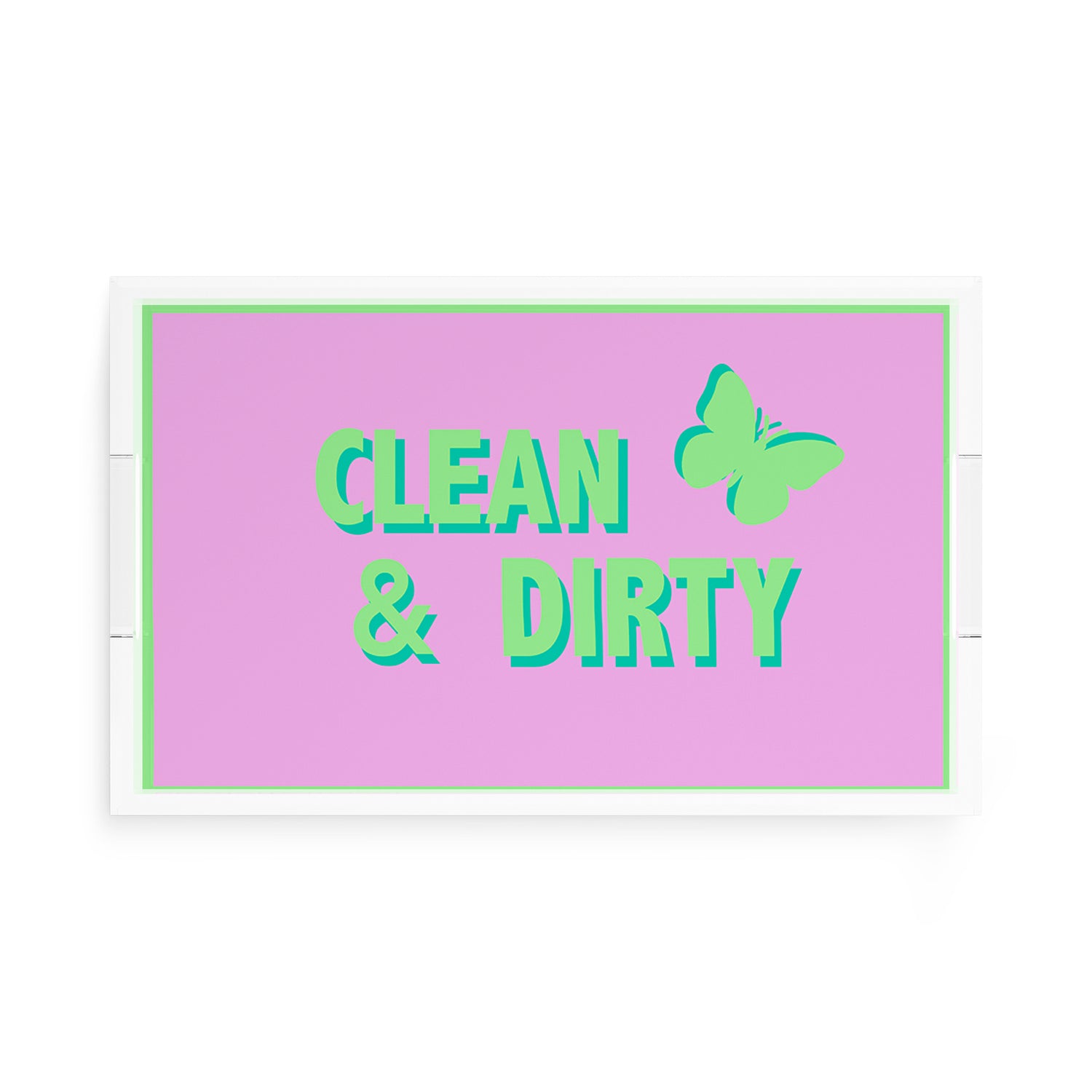 Canasta Clean and Dirty Lime Lilac 17X10.5 Acrylic Tray - nicolettemayer.com 