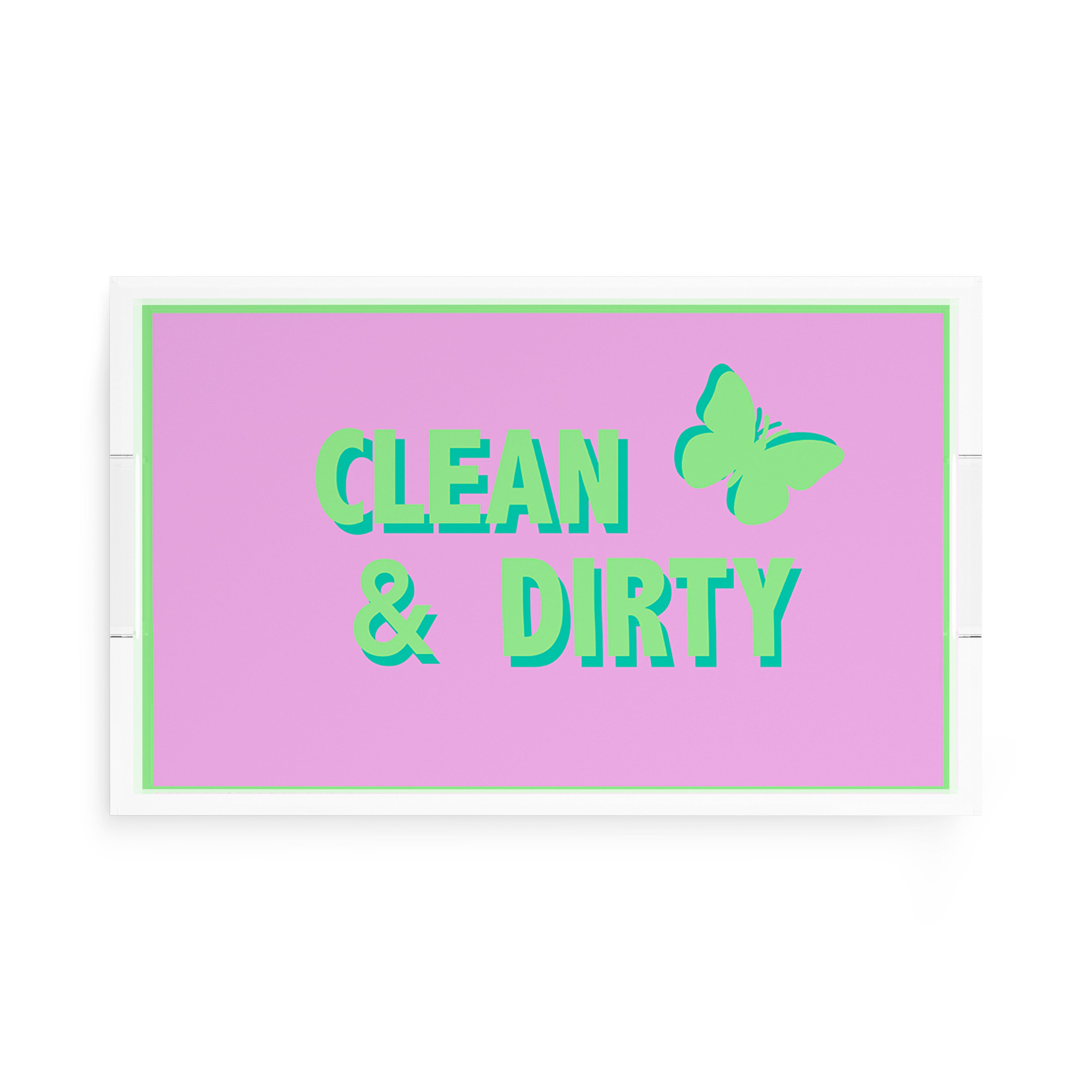 Canasta Clean and Dirty Lime Lilac 17X10.5 Acrylic Tray - nicolettemayer.com 