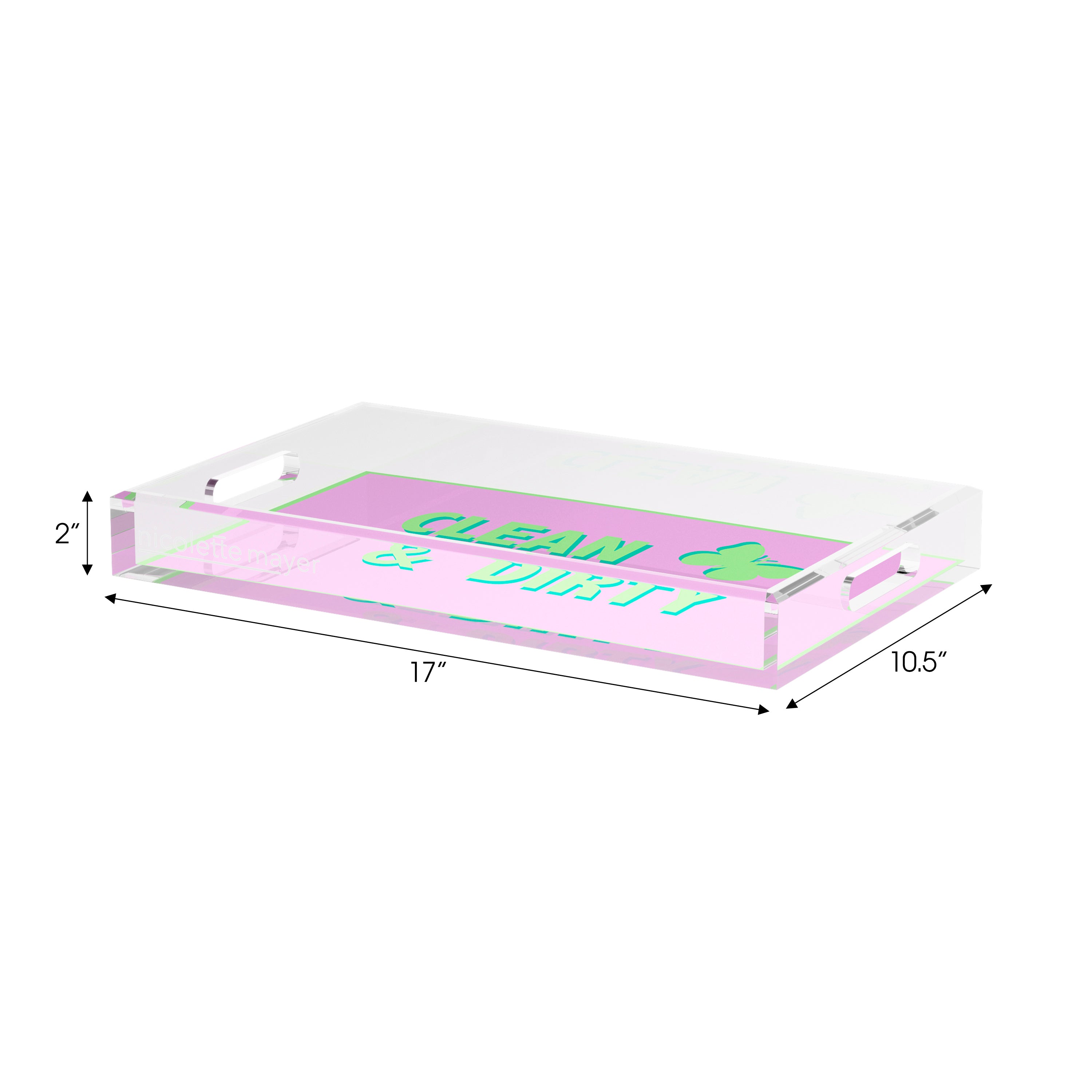 Canasta Clean and Dirty Lime Lilac Set of 3 Acrylic Tray - nicolettemayer.com 