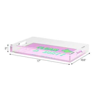 Canasta Clean and Dirty Lime Lilac Set of 3 Acrylic Tray - nicolettemayer.com 