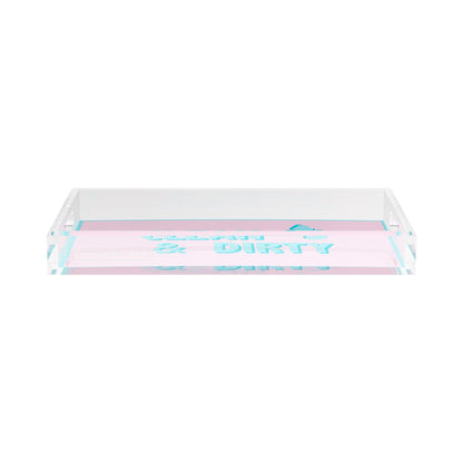 Canasta Clean and Dirty Pale Pink Blue 17X10.5 Acrylic Tray - nicolettemayer.com 