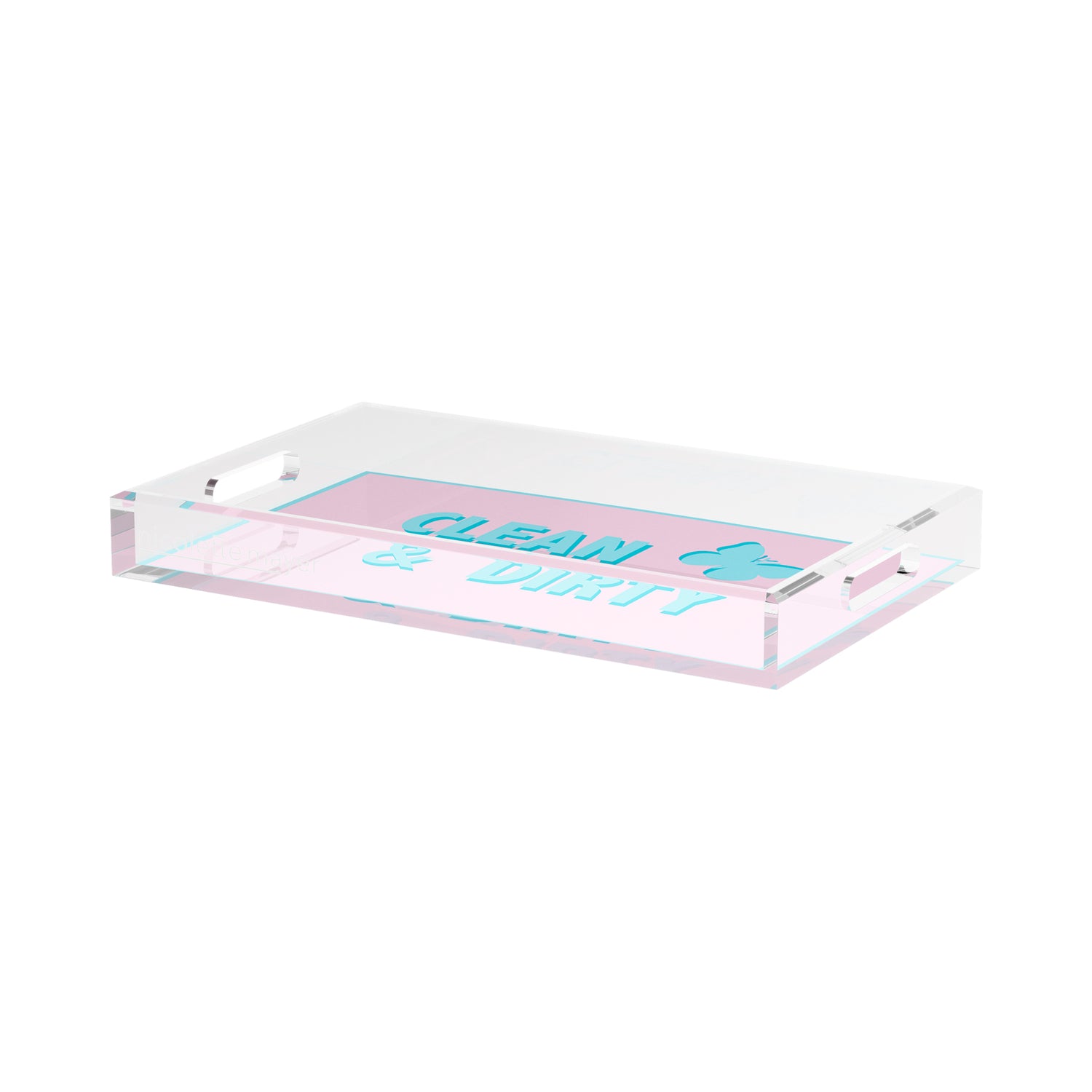 Canasta Clean and Dirty Pale Pink Blue 17X10.5 Acrylic Tray - nicolettemayer.com 