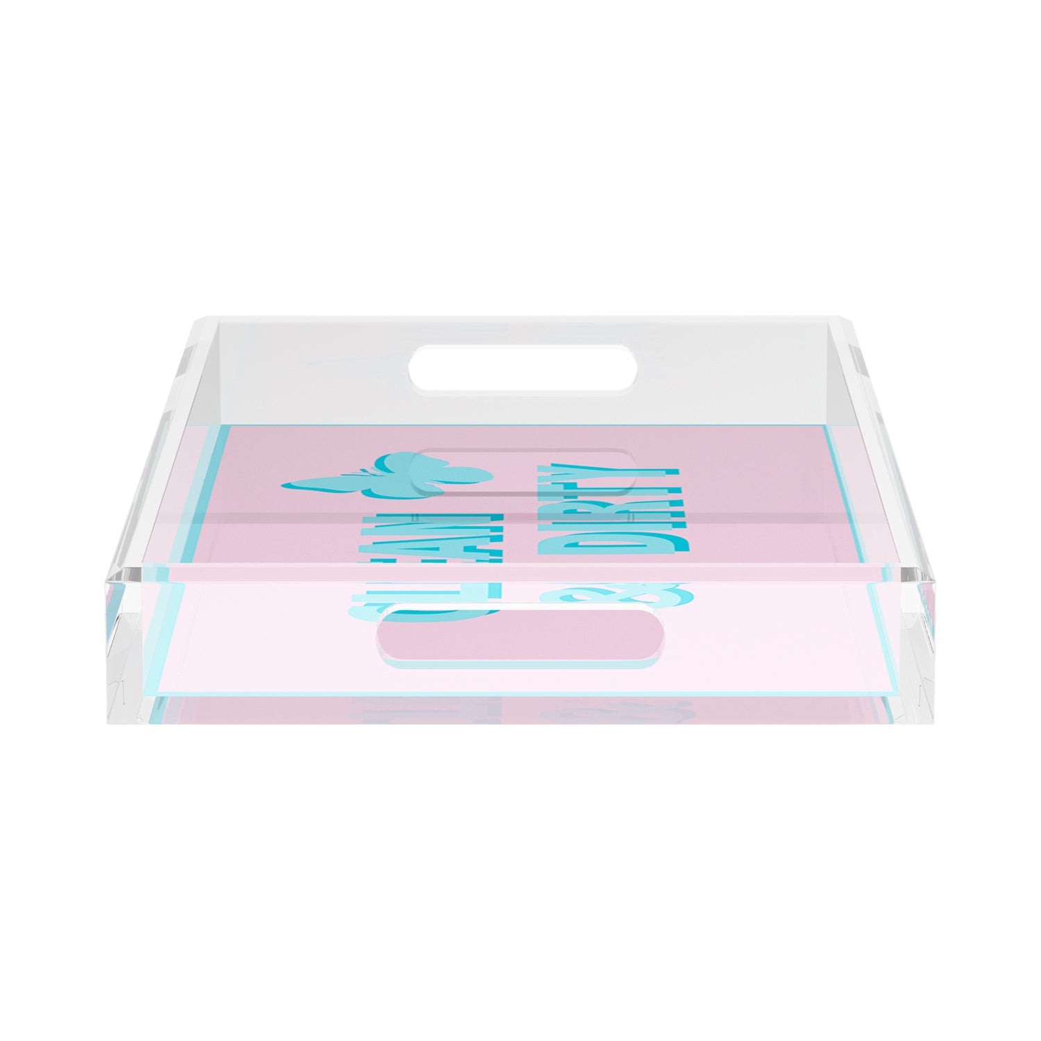 Canasta Clean and Dirty Pale Pink Blue 17X10.5 Acrylic Tray - nicolettemayer.com 