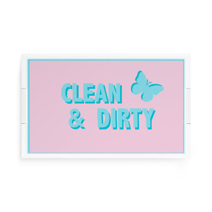 Canasta Clean and Dirty Pale Pink Blue 17X10.5 Acrylic Tray - nicolettemayer.com 