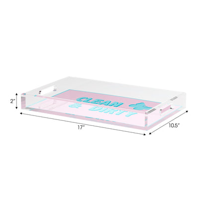 Canasta Clean and Dirty Pale Pink Blue Set of 3 Acrylic Tray - nicolettemayer.com 