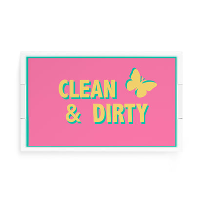 Canasta Clean and Dirty Pink Yellow 17X10.5 Acrylic Tray - nicolettemayer.com 