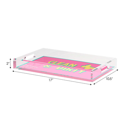 Canasta Clean and Dirty Pink Yellow Set of 3 Acrylic Tray - nicolettemayer.com 