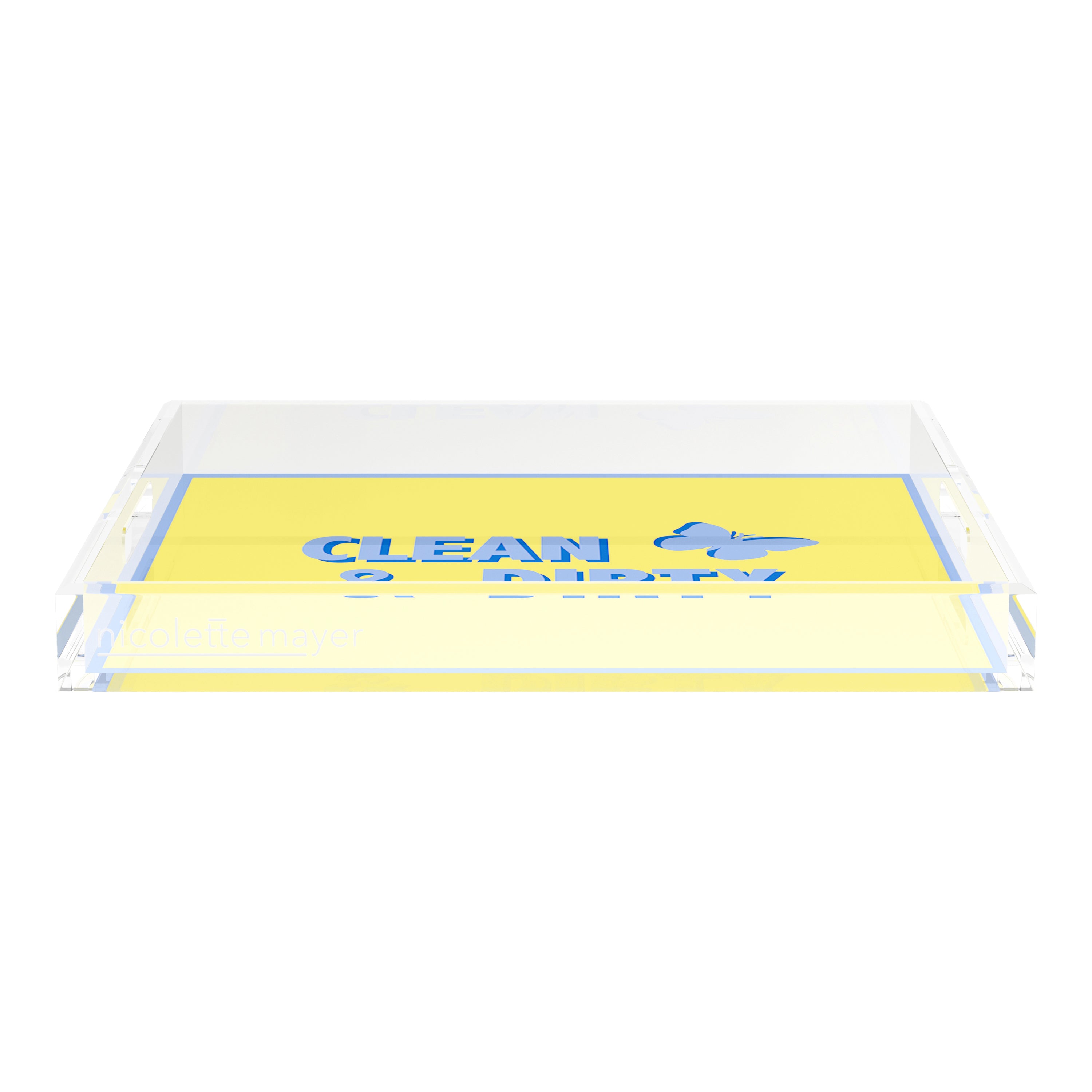 Canasta Clean and Dirty Blue Butter 18X18 Acrylic Tray - nicolettemayer.com 