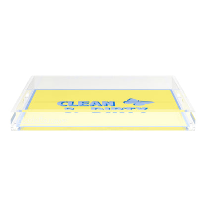 Canasta Clean and Dirty Blue Butter 18X18 Acrylic Tray - nicolettemayer.com 