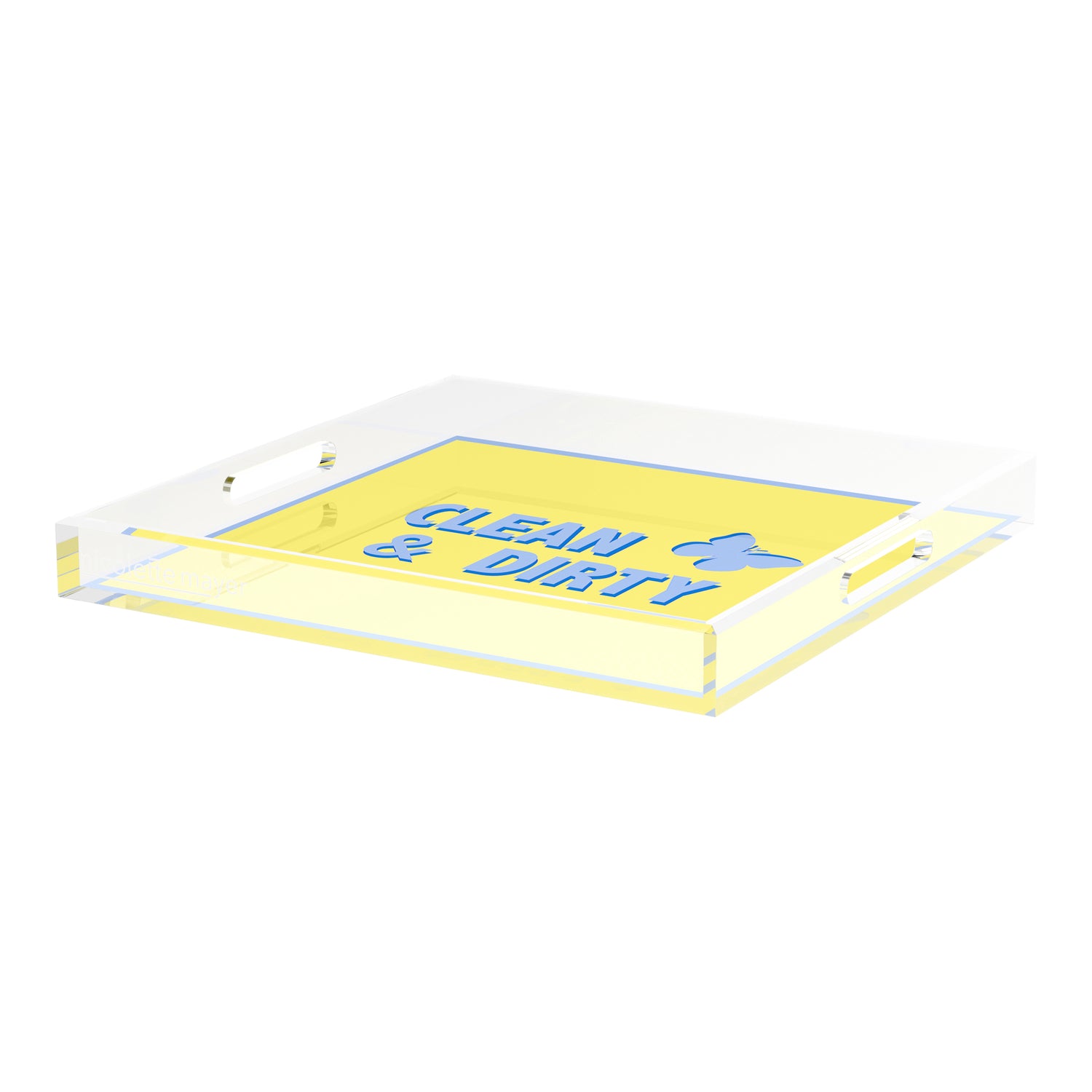 Canasta Clean and Dirty Blue Butter 18X18 Acrylic Tray - nicolettemayer.com 