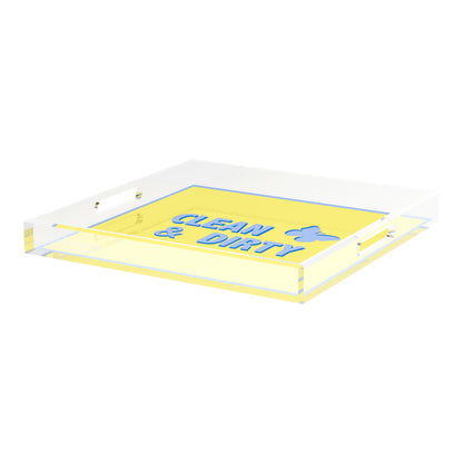 Canasta Clean and Dirty Blue Butter 18X18 Acrylic Tray - nicolettemayer.com 