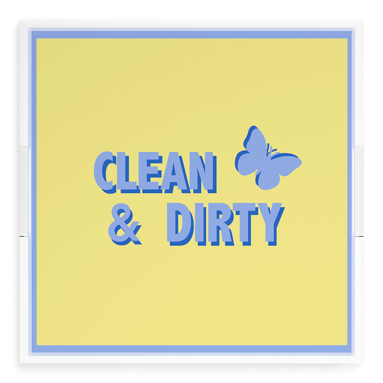Canasta Clean and Dirty Blue Butter 18X18 Acrylic Tray - nicolettemayer.com 